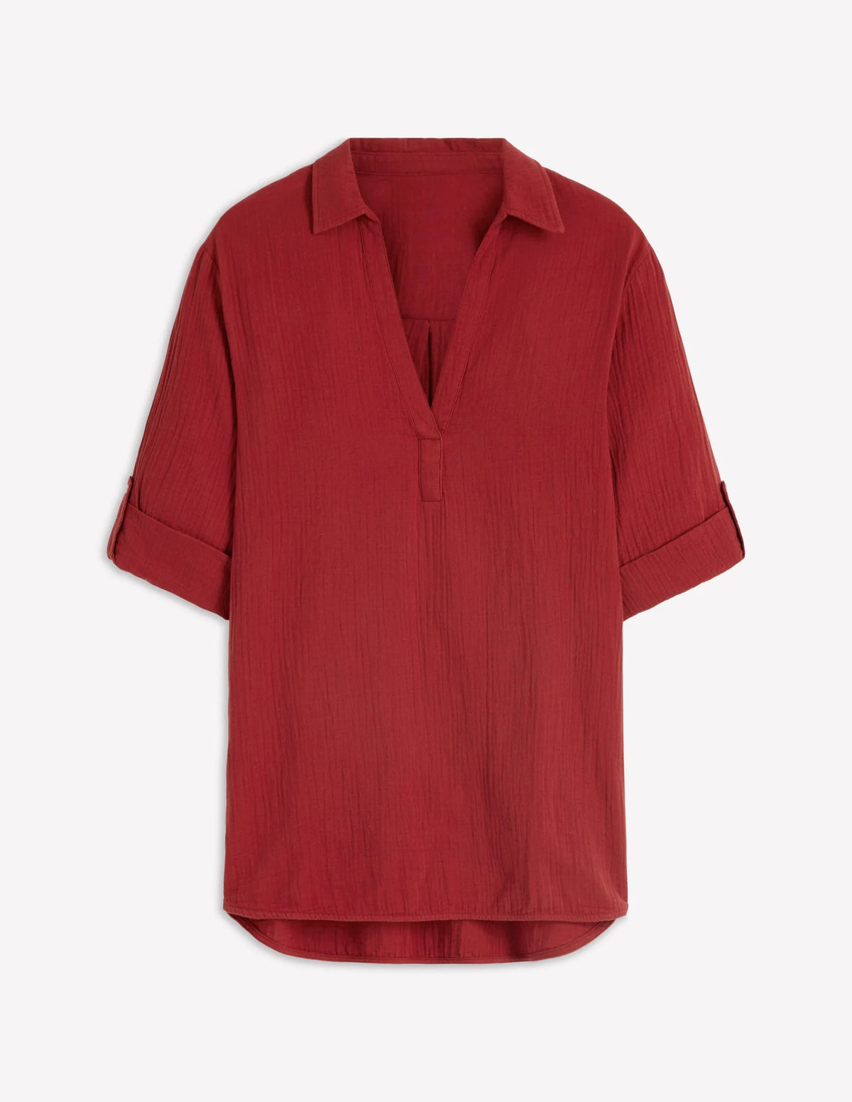 Longline Double Cloth Shirt-Kiln Orange