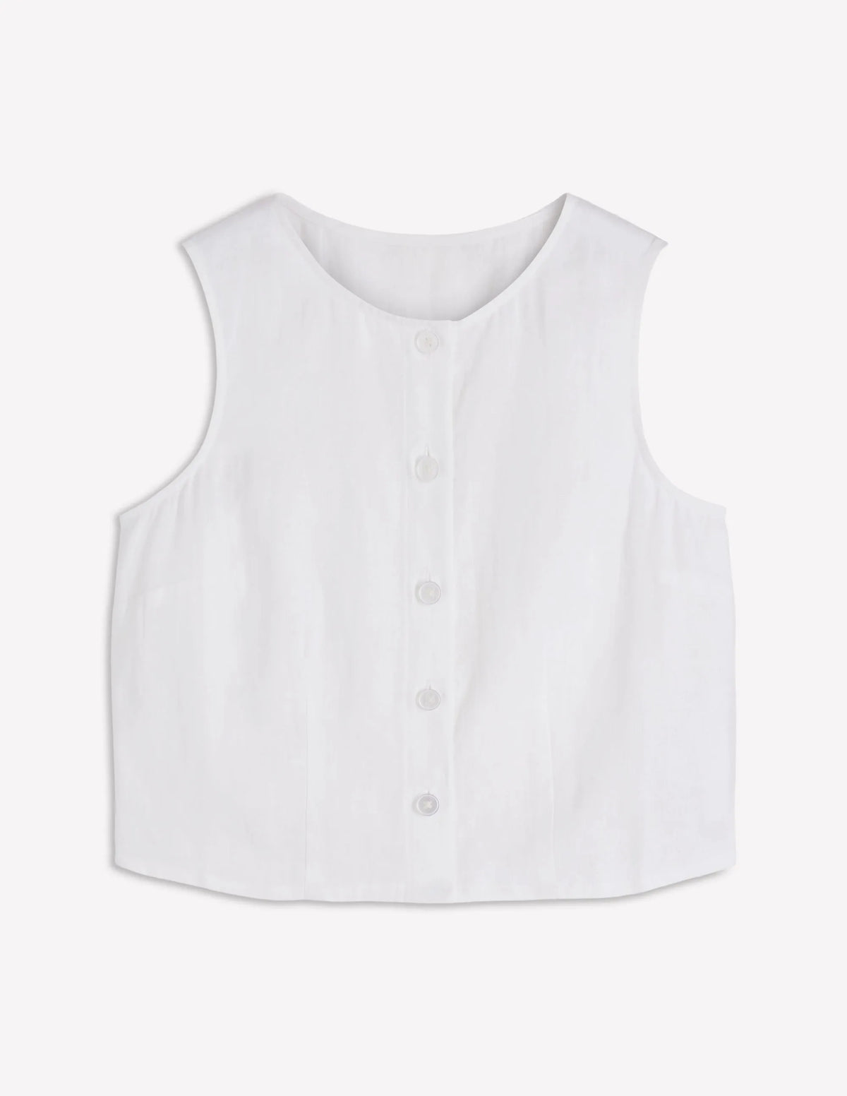 Andrea Linen Shell Top-White
