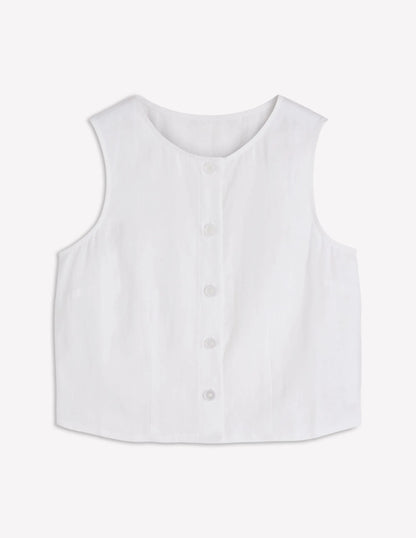 Andrea Linen Shell Top-White