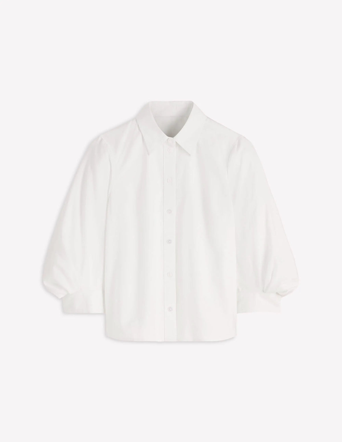 Puff Sleeve Oxford Shirt-White
