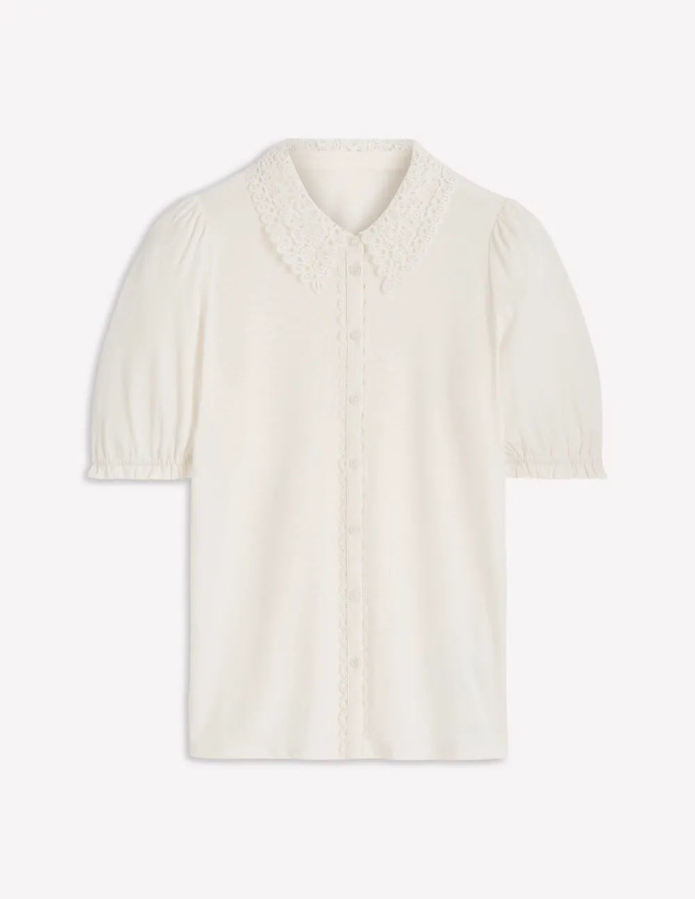 Nessa Broderie Collar Blouse-Ivory
