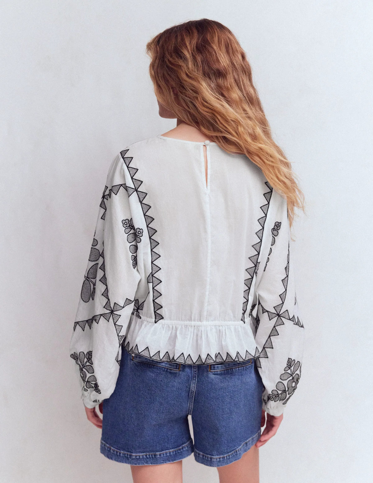 Embroidered Vacation Top-Ivory
