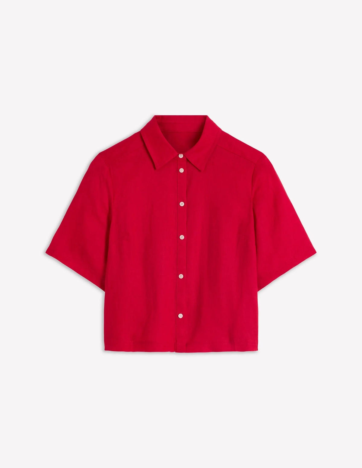Short Sleeve Linen Shirt-Merida Red