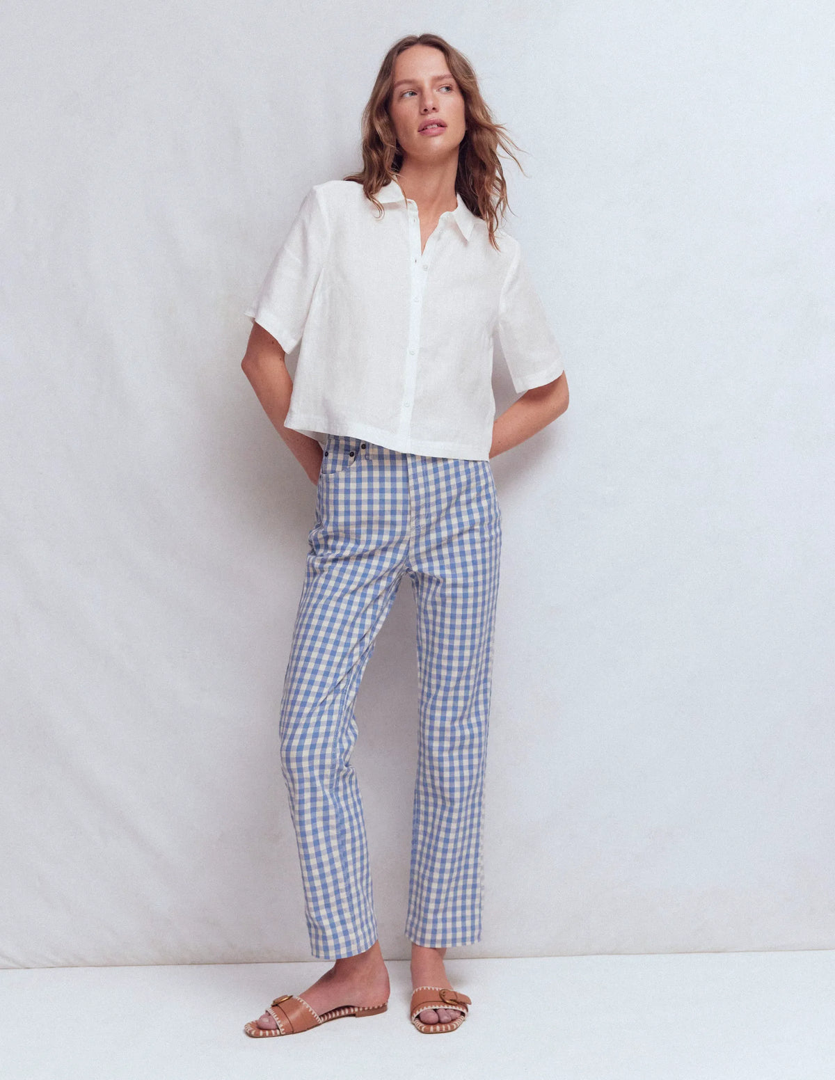 Short Sleeve Linen Shirt-White