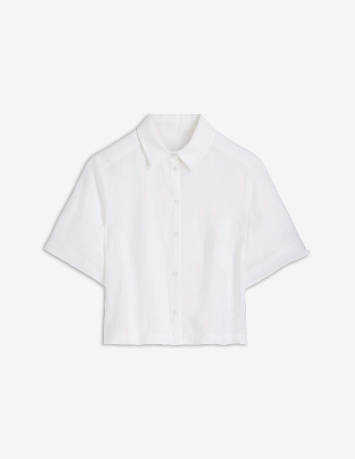 Short Sleeve Linen Shirt-White