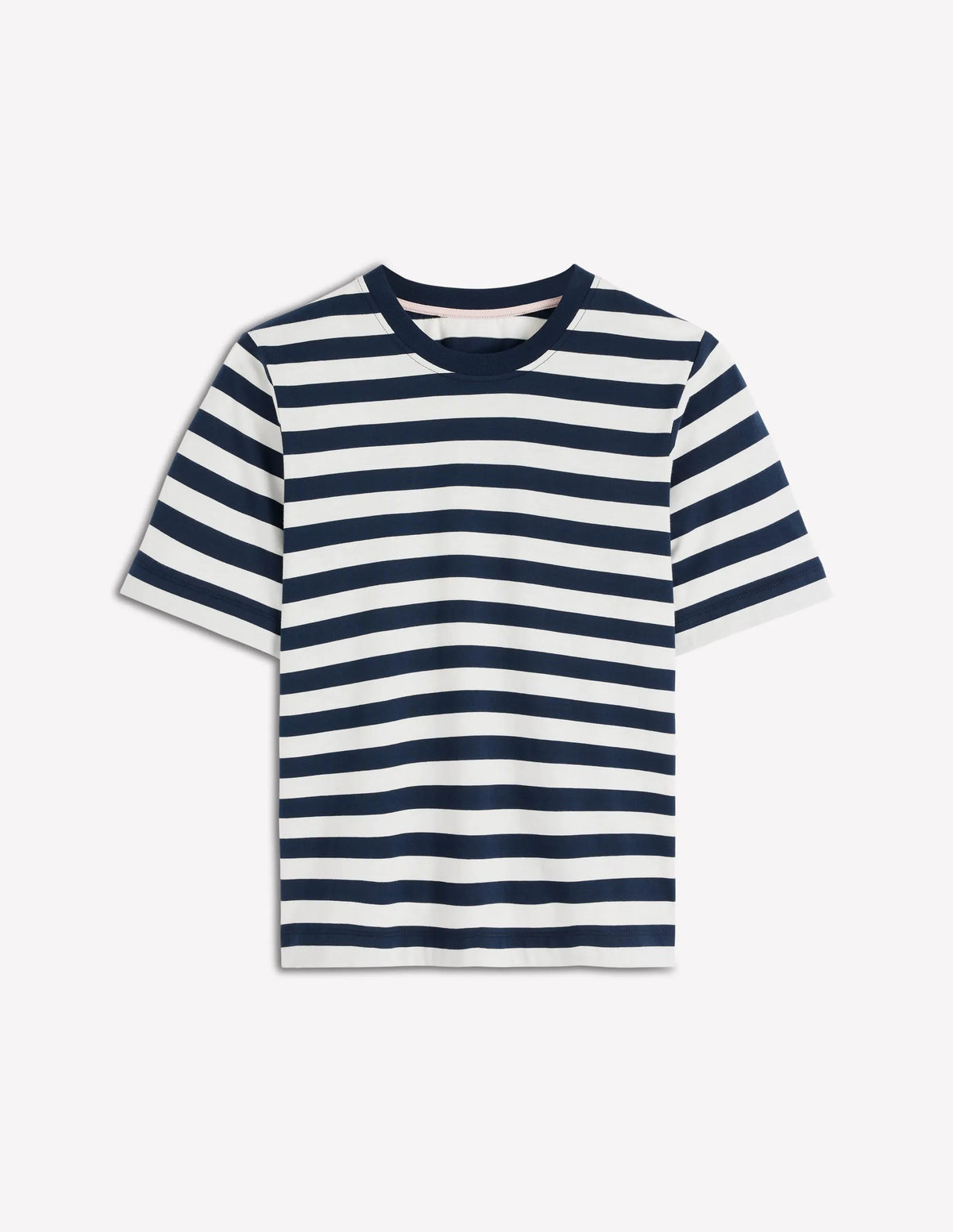 Relaxed Cotton T-shirt-Navy and Ivory Stripe