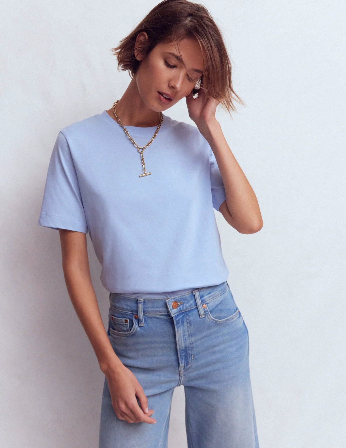 Relaxed Cotton T-shirt-Brunnera Blue