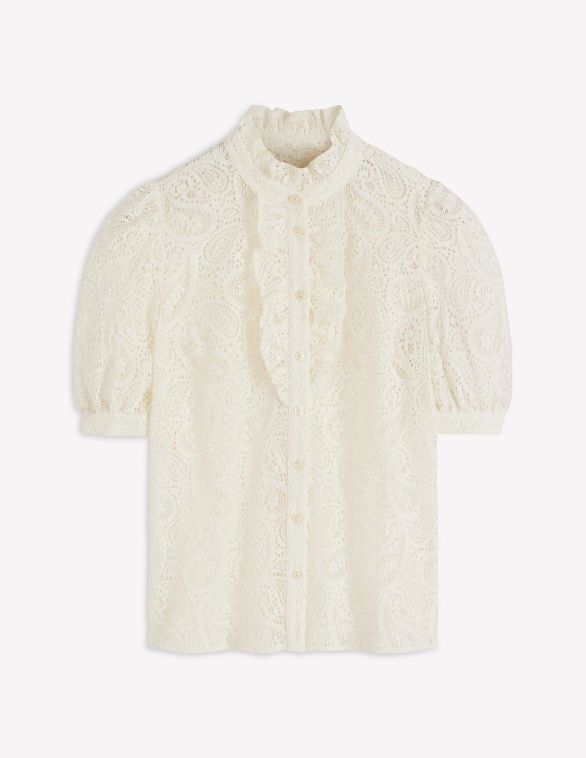 Sasha Short Sleeve Lace Top-Ivory