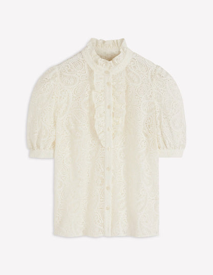 Sasha Short Sleeve Lace Top-Ivory