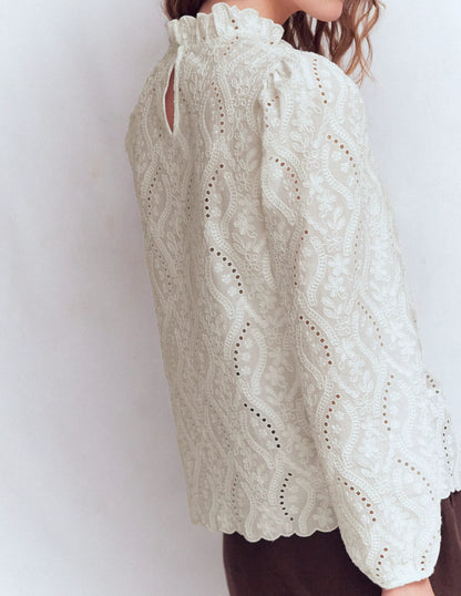 Puff Sleeve Interest Top-Ivory