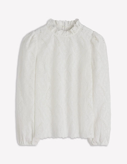 Puff Sleeve Interest Top-Ivory