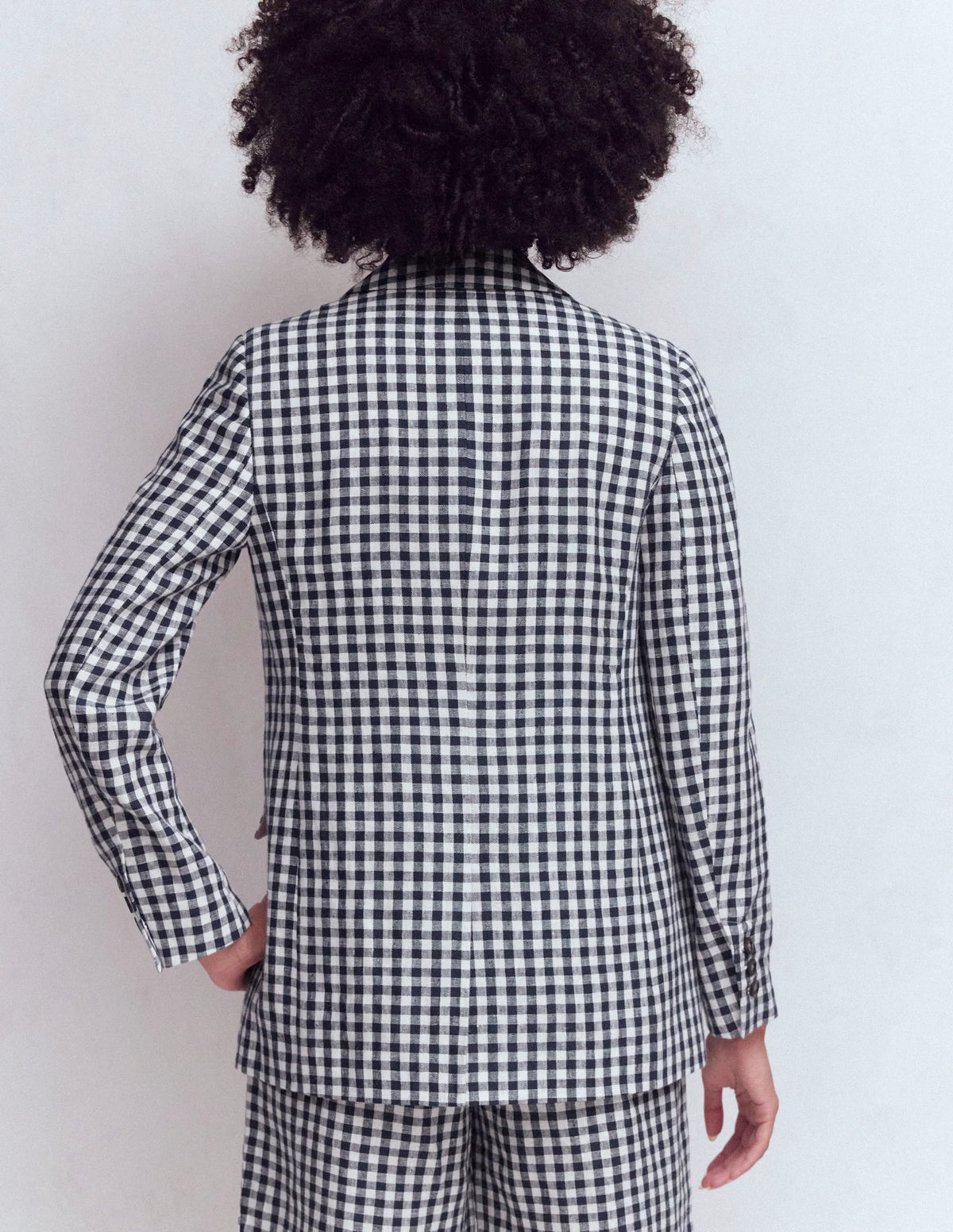 Woodbridge Linen Blazer-Navy, Ivory Gingham