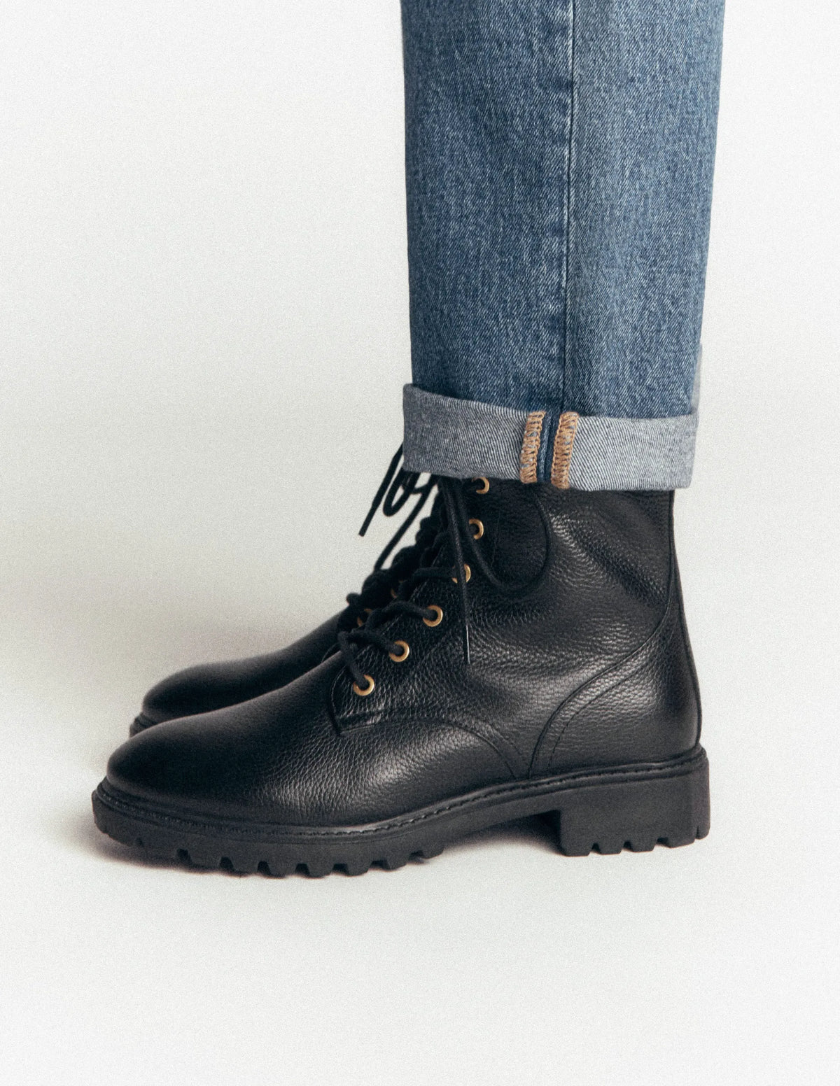 Alex Lace Up Ankle Boots-Black Tumbled Leather