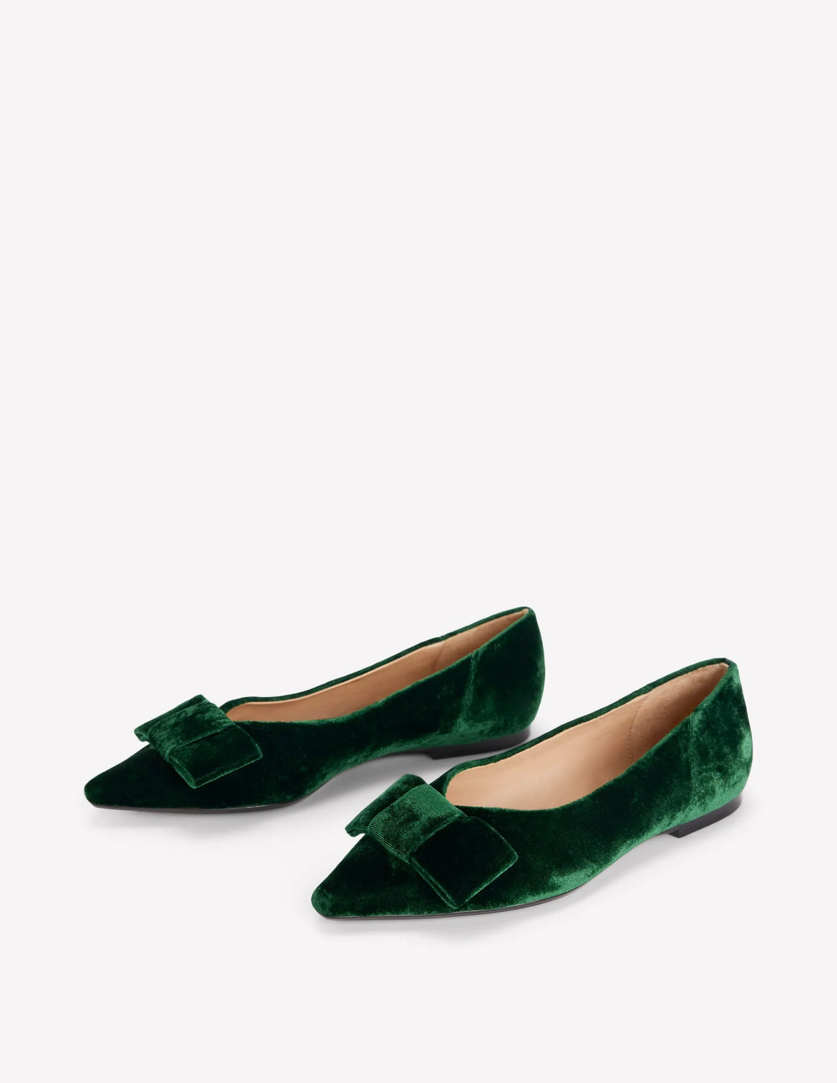 Nigella Bow Pointed Flats-Midnight Emerald