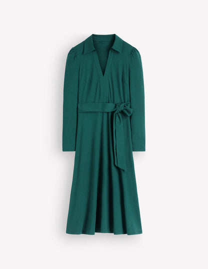 Imogen Collared Jersey Dress-Sea Moss