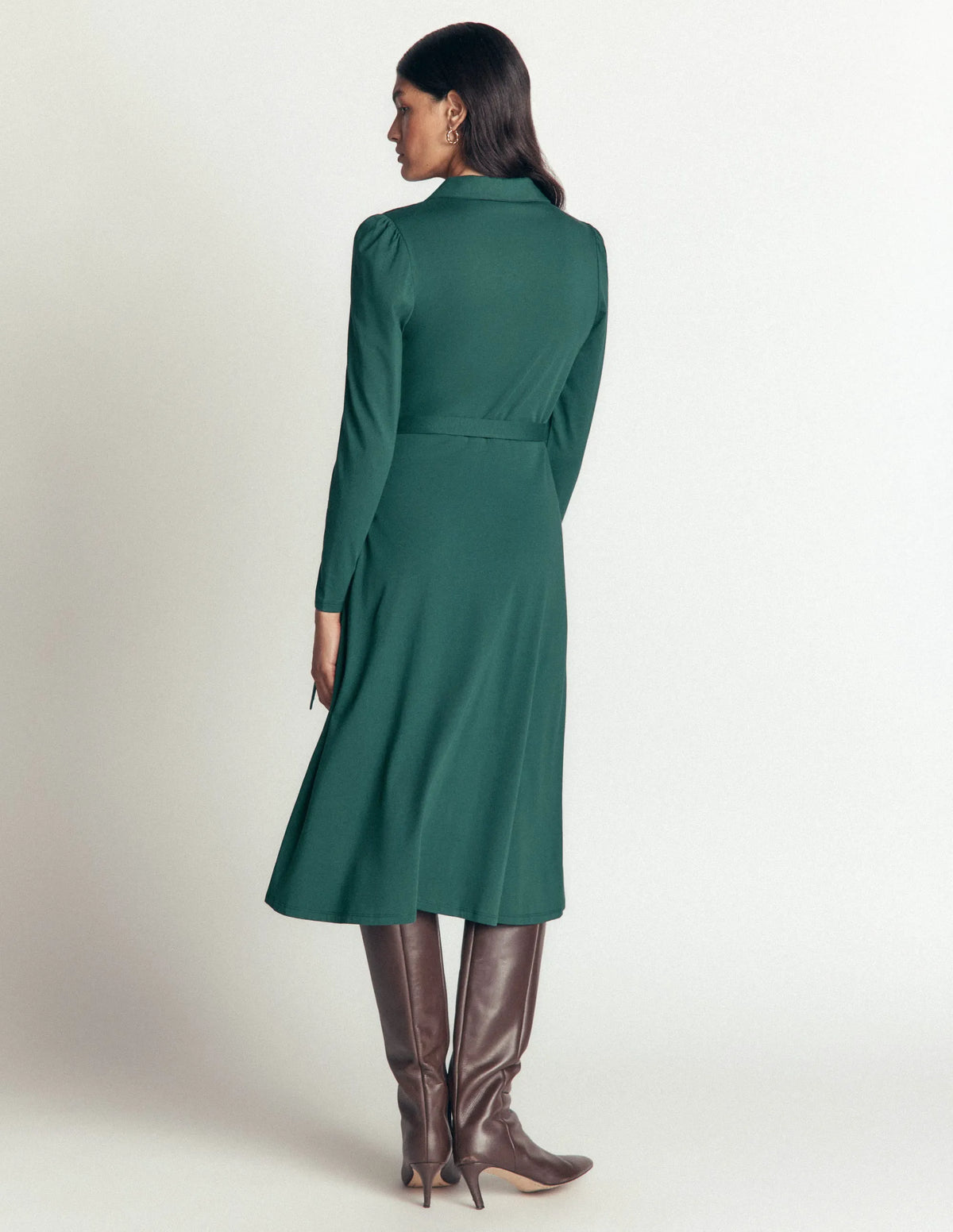 Imogen Collared Jersey Dress-Sea Moss