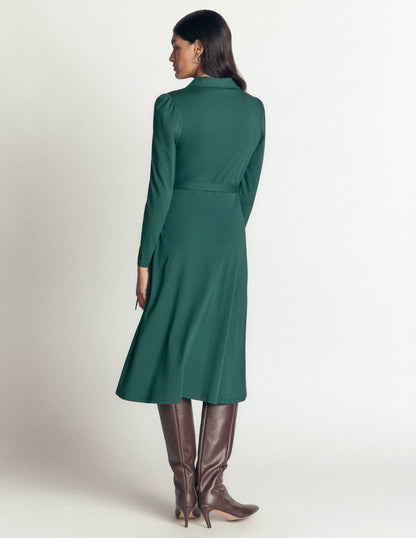 Imogen Collared Jersey Dress-Sea Moss