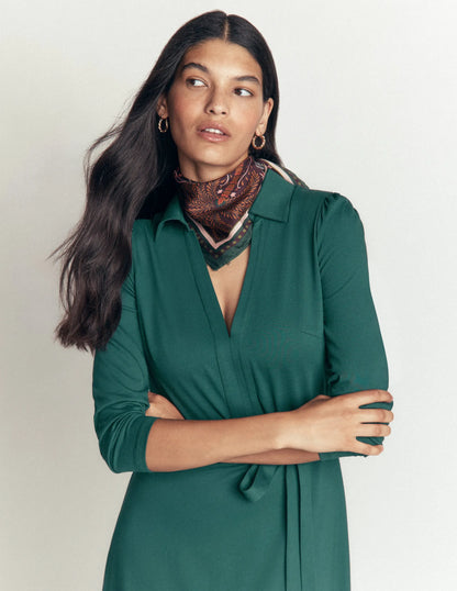 Imogen Collared Jersey Dress-Sea Moss