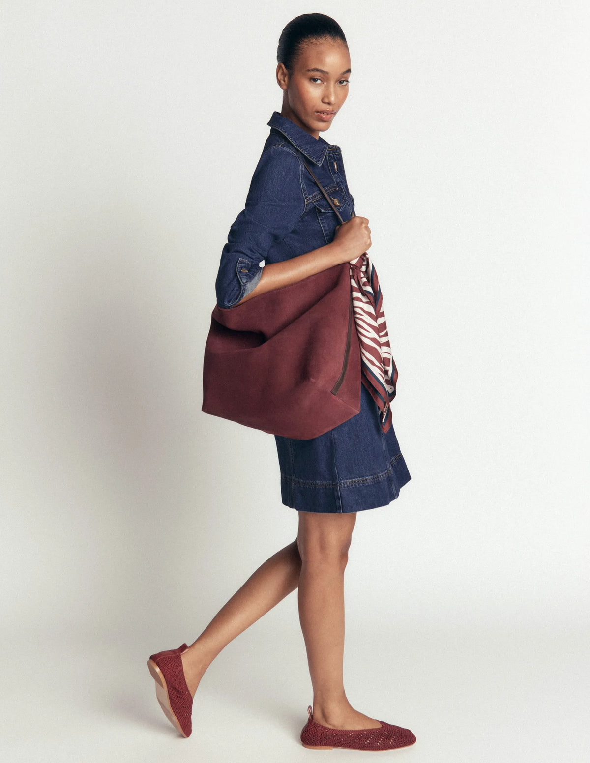 Fleur Denim Short Dress-Mid Vintage Denim