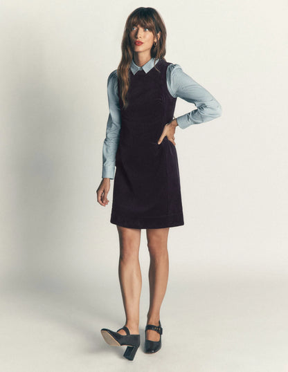 Lou Cord Shift Dress-Navy