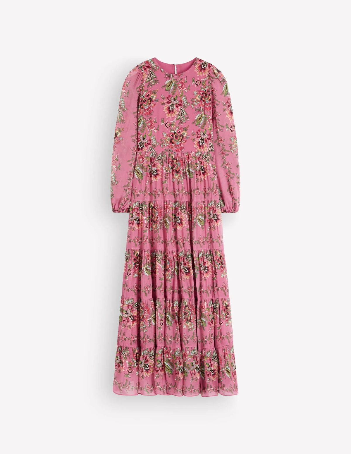Multi Tiered Maxi Dress-Pink Heather, Frosted Flora