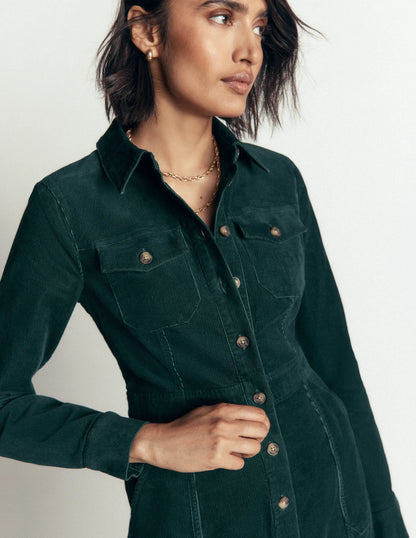 Fleur Cord Midi Dress-Midnight Teal