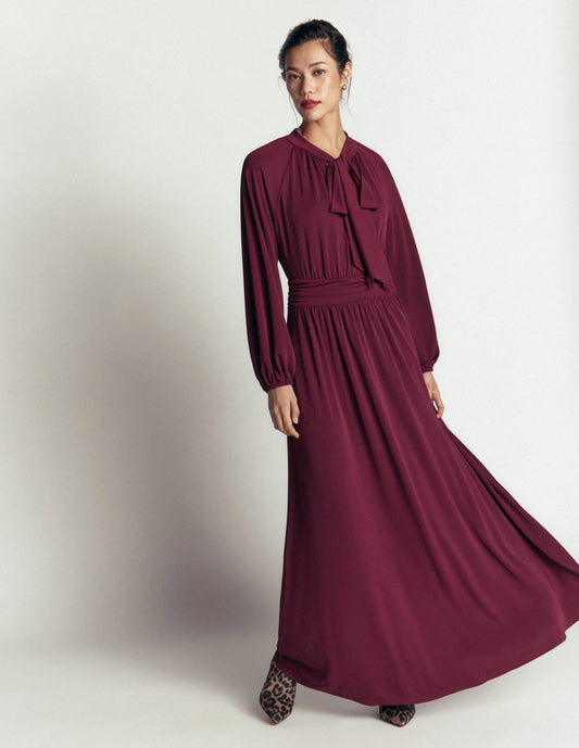 Pussybow Jersey Maxi Dress-Deep Wisteria