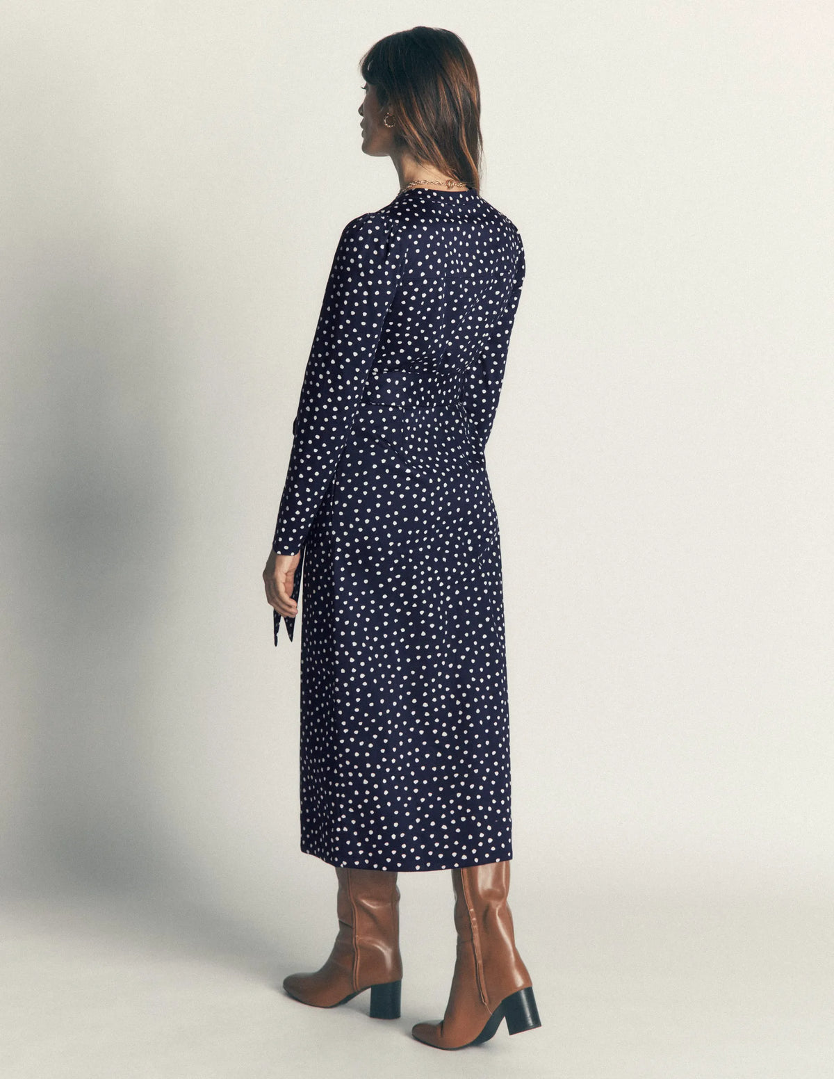 Louise Midi Shirt Dress-French Navy, Painted Dot