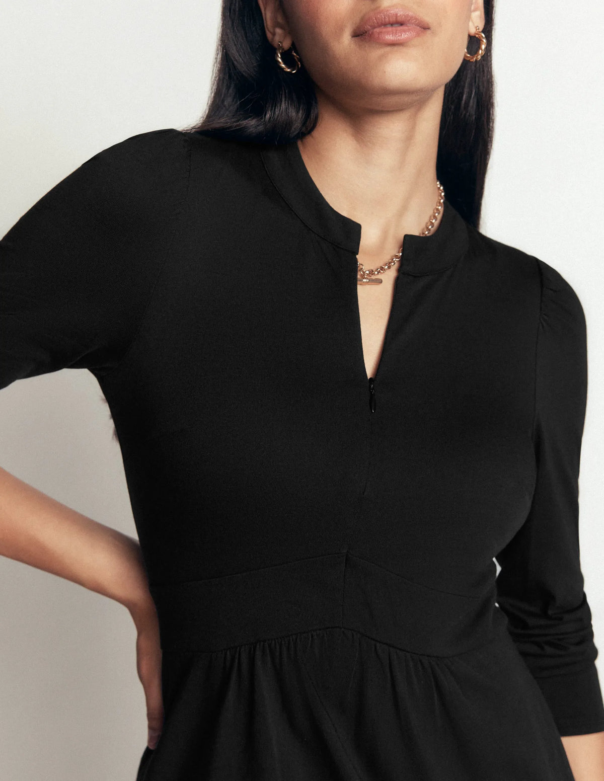 Hope Zip Detail Jersey Dress-Black