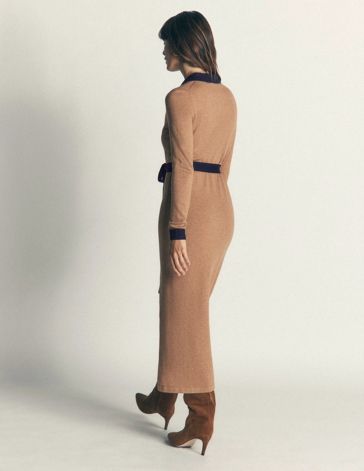 Jessica Knitted Shirt Dress-Fall Leaf/ Evening Blue