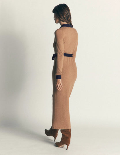 Jessica Knitted Shirt Dress-Fall Leaf/ Evening Blue
