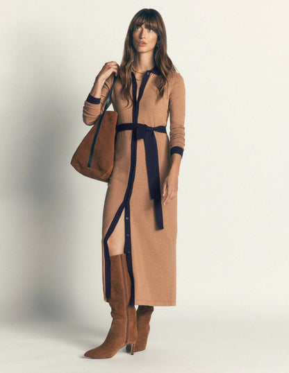 Jessica Knitted Shirt Dress-Fall Leaf/ Evening Blue