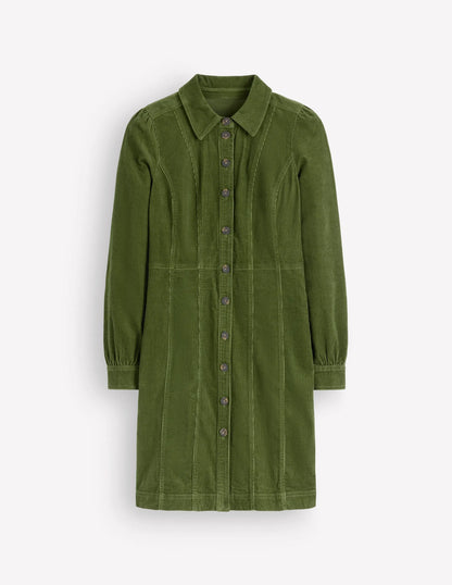 Rhoda Cord Short Dress-Forest Green