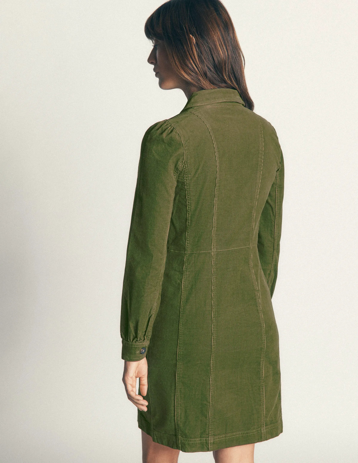 Rhoda Cord Short Dress-Forest Green