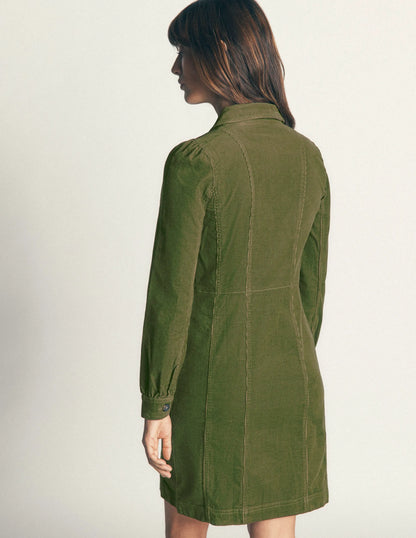 Rhoda Cord Short Dress-Forest Green