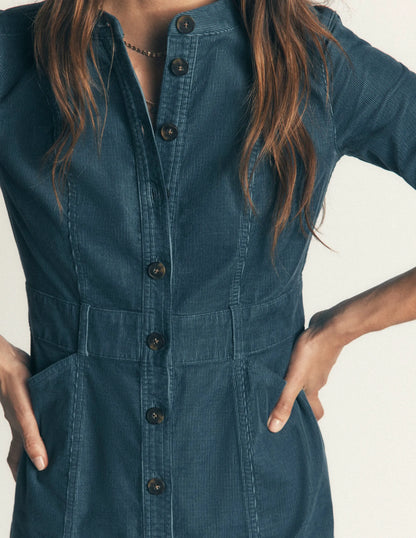 Zara Cord Short Dress-Storm Blue