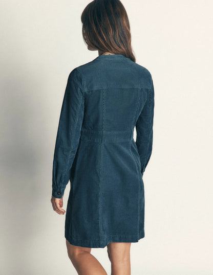 Zara Cord Short Dress-Storm Blue