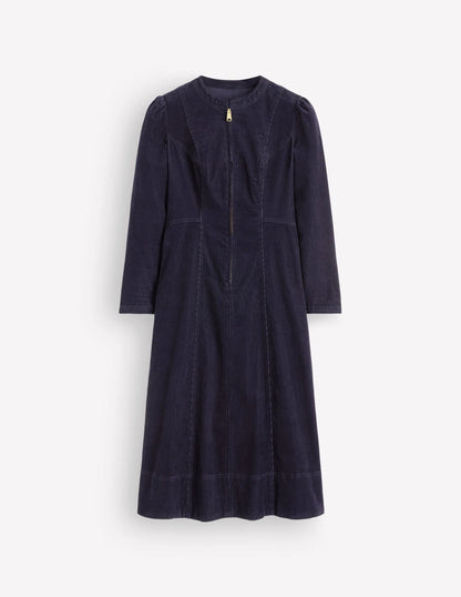 Una Cord Midi Dress-Navy