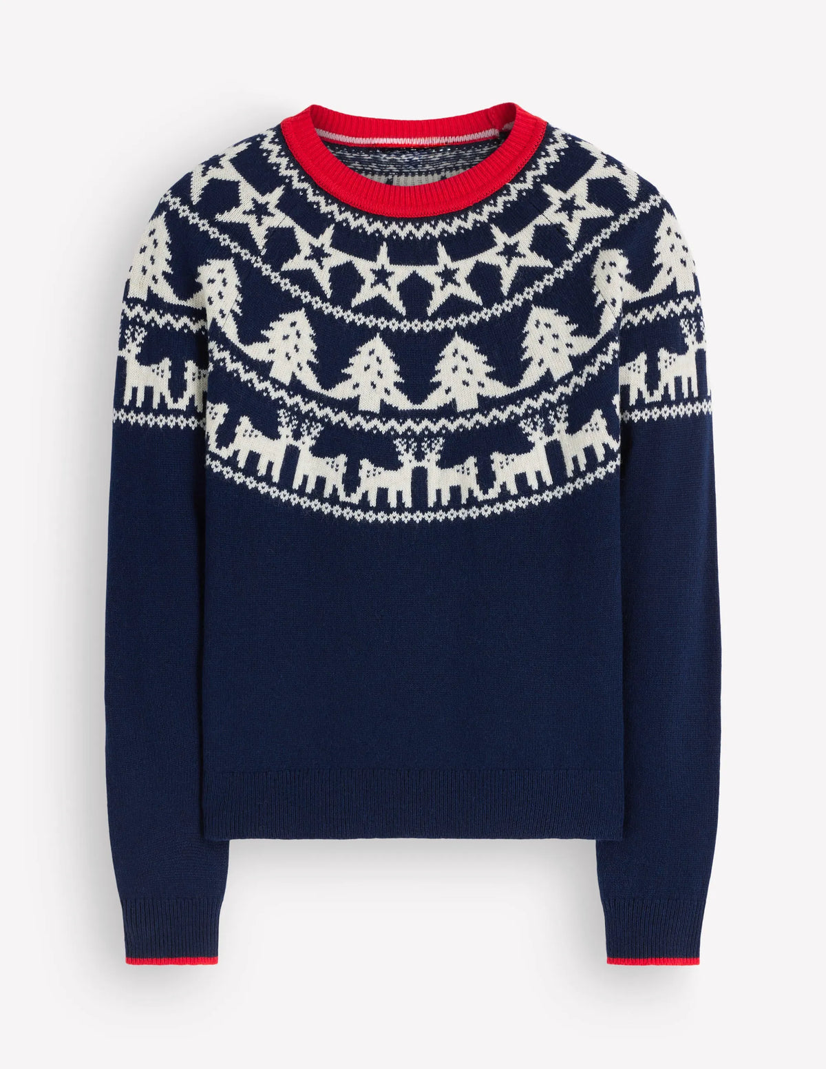 Edie Fair Isle Sweater-Navy reindeer