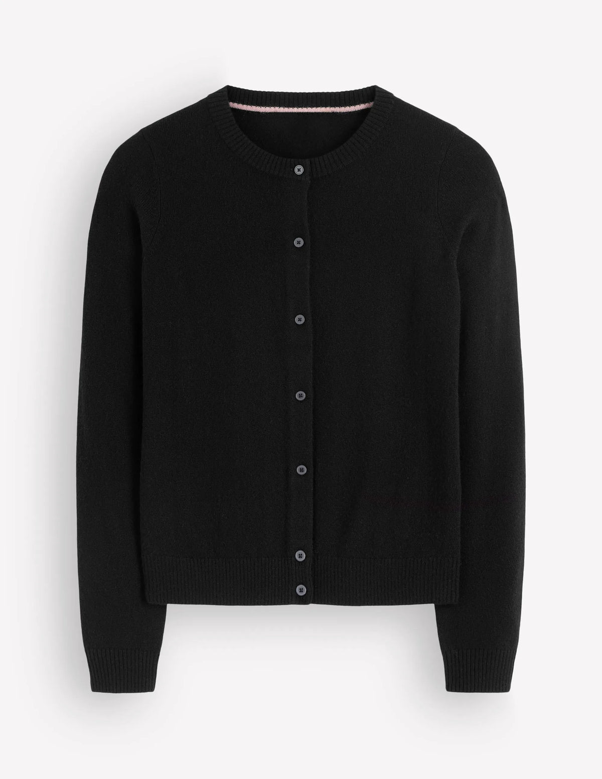 Elsie Cashmere Crew Cardigan-Black