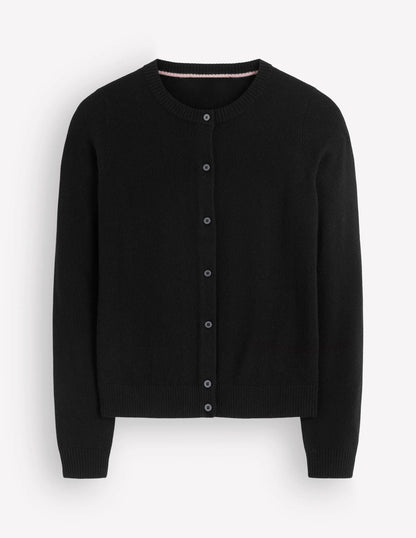 Elsie Cashmere Crew Cardigan-Black
