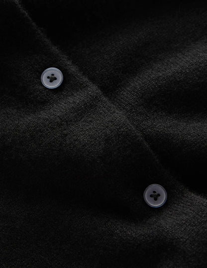Elsie Cashmere Crew Cardigan-Black