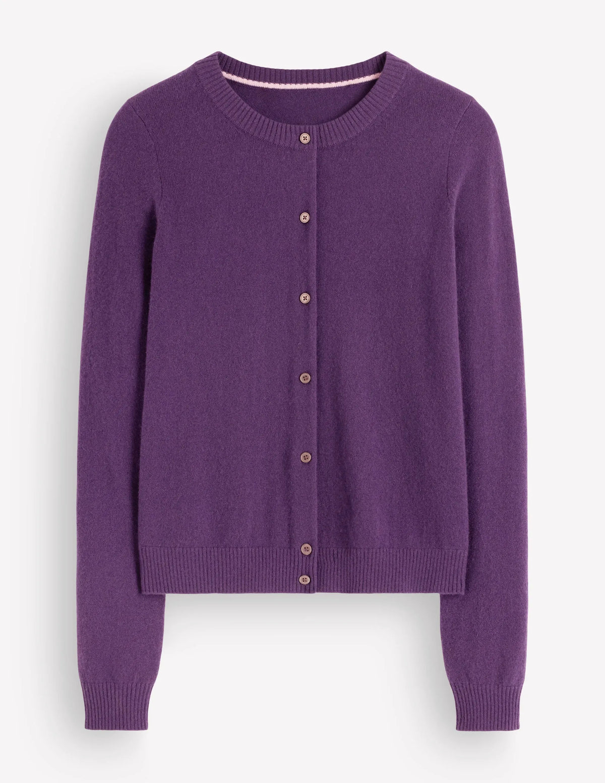 Elsie Cashmere Crew Cardigan-Deep Grape