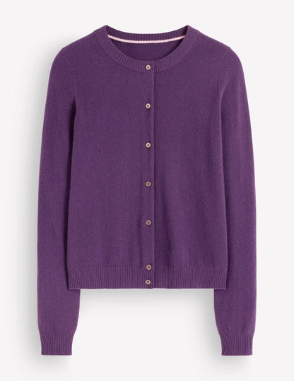 Elsie Cashmere Crew Cardigan-Deep Grape