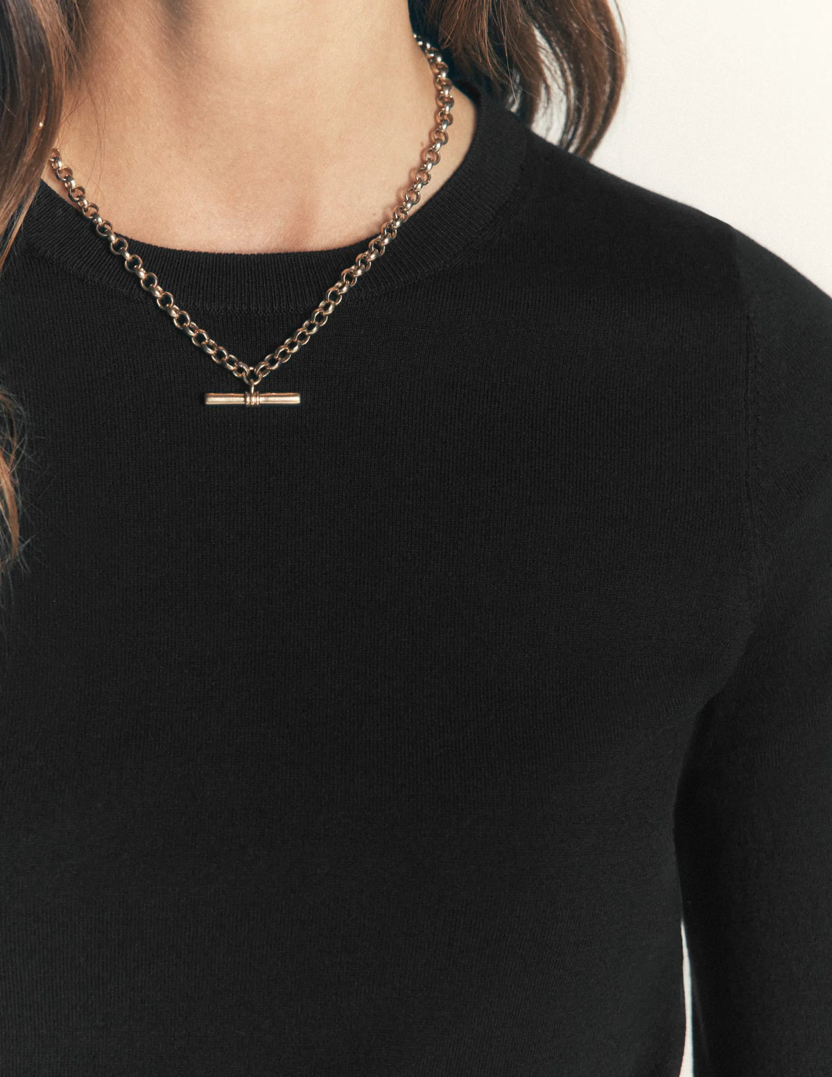 Camilla Cotton Crew Sweater-Black
