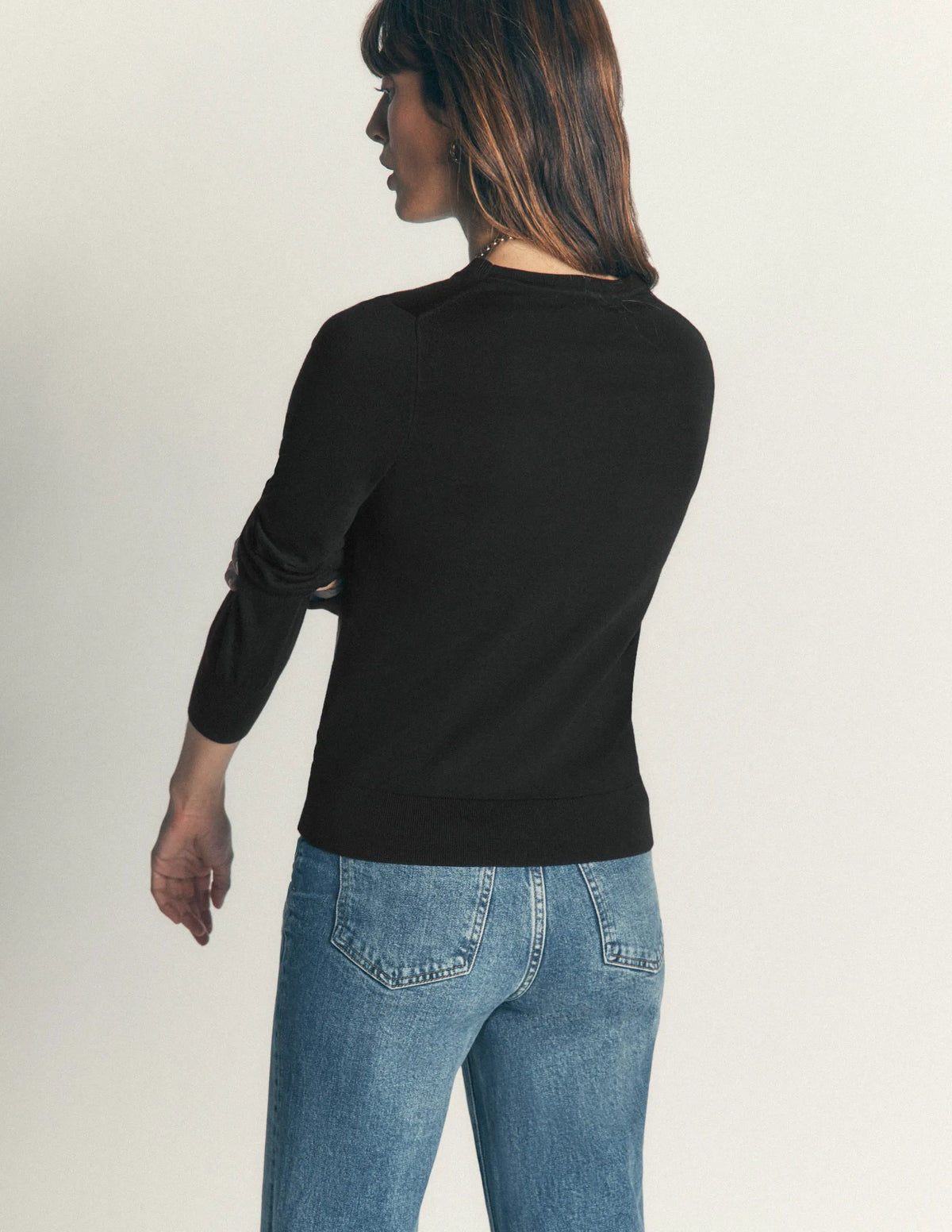 Camilla Cotton Crew Sweater-Black