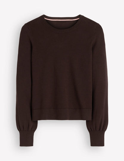 Camilla Cotton Crew Sweater-Bitter Chocolate
