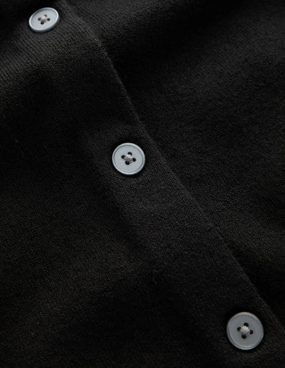 Camilla Cotton Crew Cardigan-Black