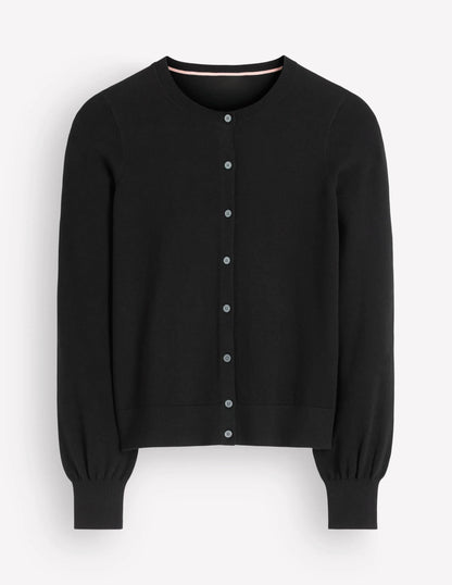 Camilla Cotton Crew Cardigan-Black