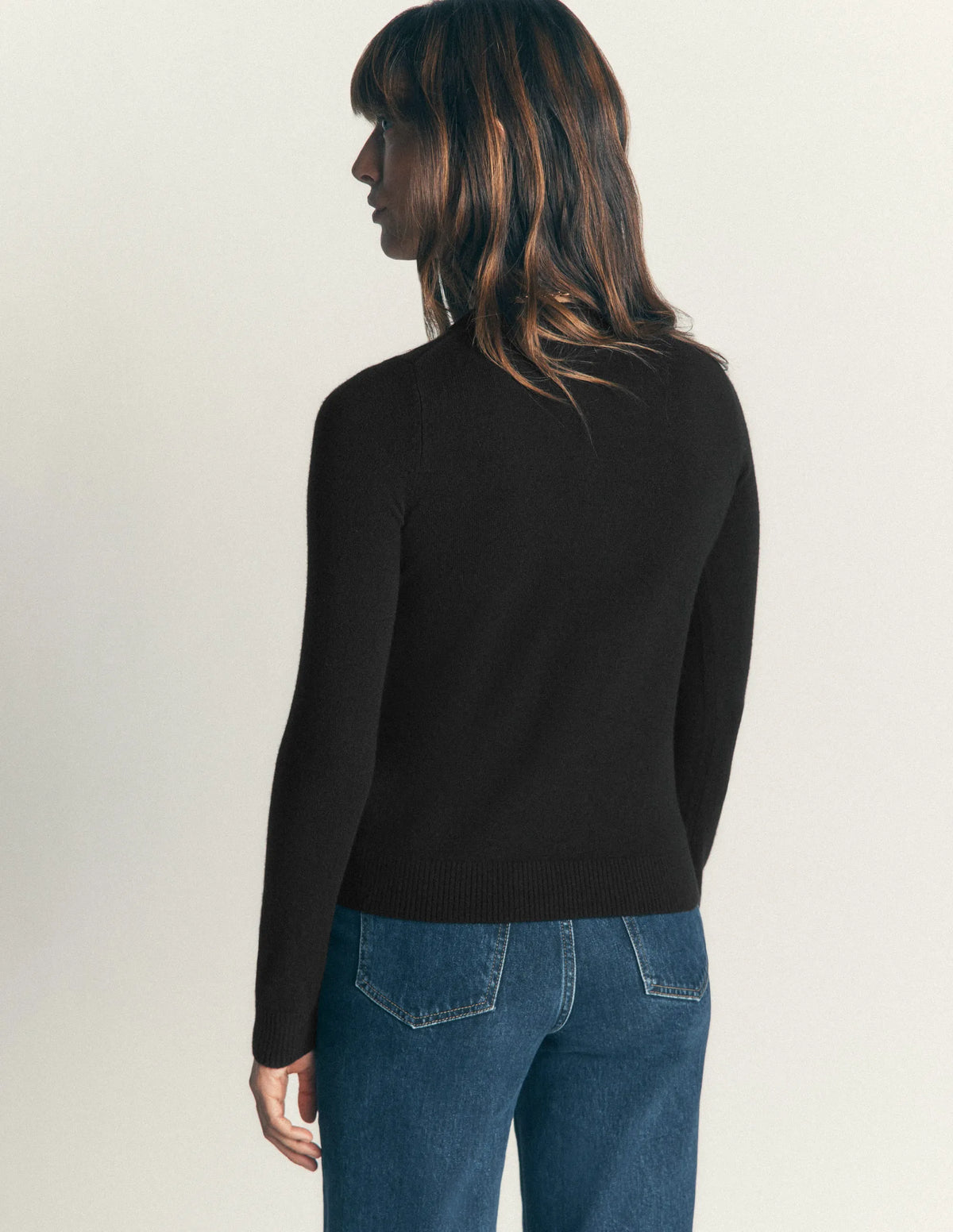 Elsie Cashmere Crew Sweater-Black